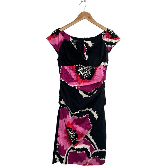 Suzi‎ Chin Multicolor V Neck Ruched Sheath Dress Size 2 - Picture 1 of 12